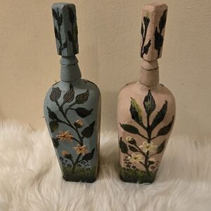 Hand-Painted Floral Decorative Bottles